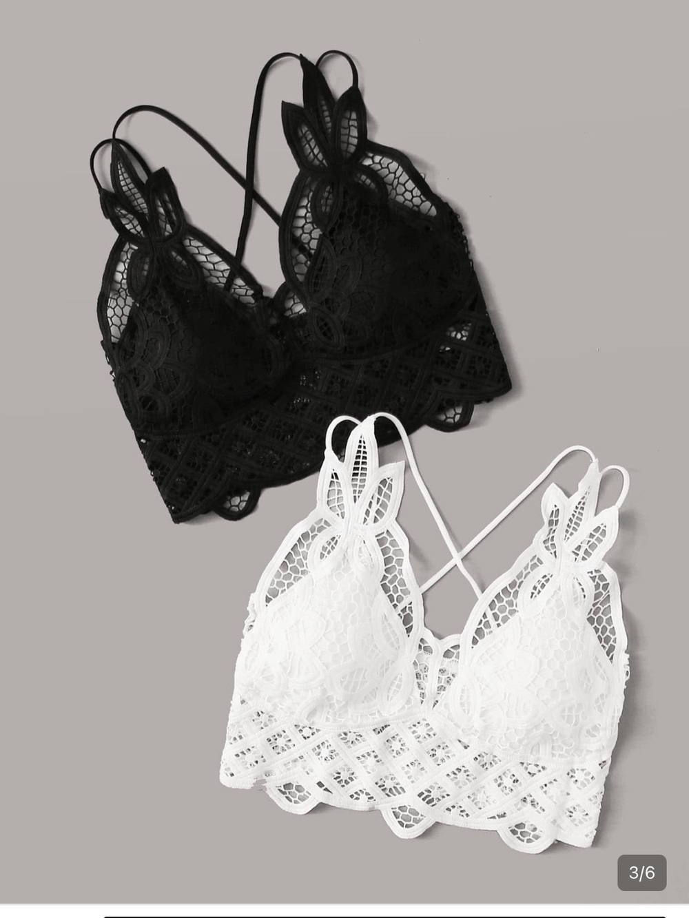 SHEIN Black & White Floral Lace Bralette Duo